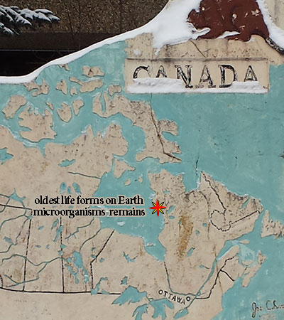 Map of where life began on Earth in Canada